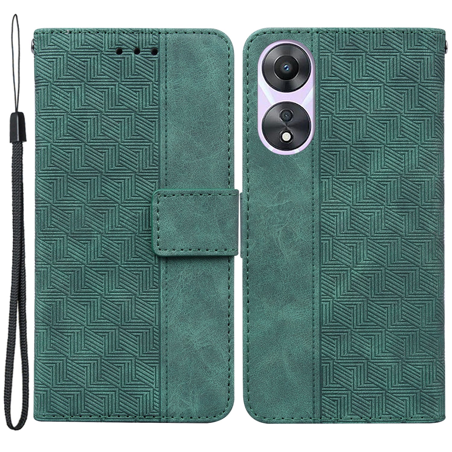 For Oppo A58 5G Imprinted Geometry Pattern Phone Case PU Leather Magnetic Closure Hand Strap Stand Wallet Shockproof Flip Phone Cover For Oppo A58 5G Imprinted Geometry Pattern Phone Case PU Leather Magnetic Closure Hand Strap Stand Wallet Shockproof Flip Phone Cover